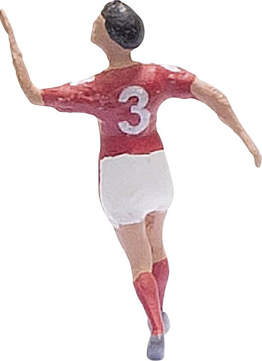 Eine Spielfigur in einem roten Trikot mit der Nummer 3 läuft oder posiert im Sport.