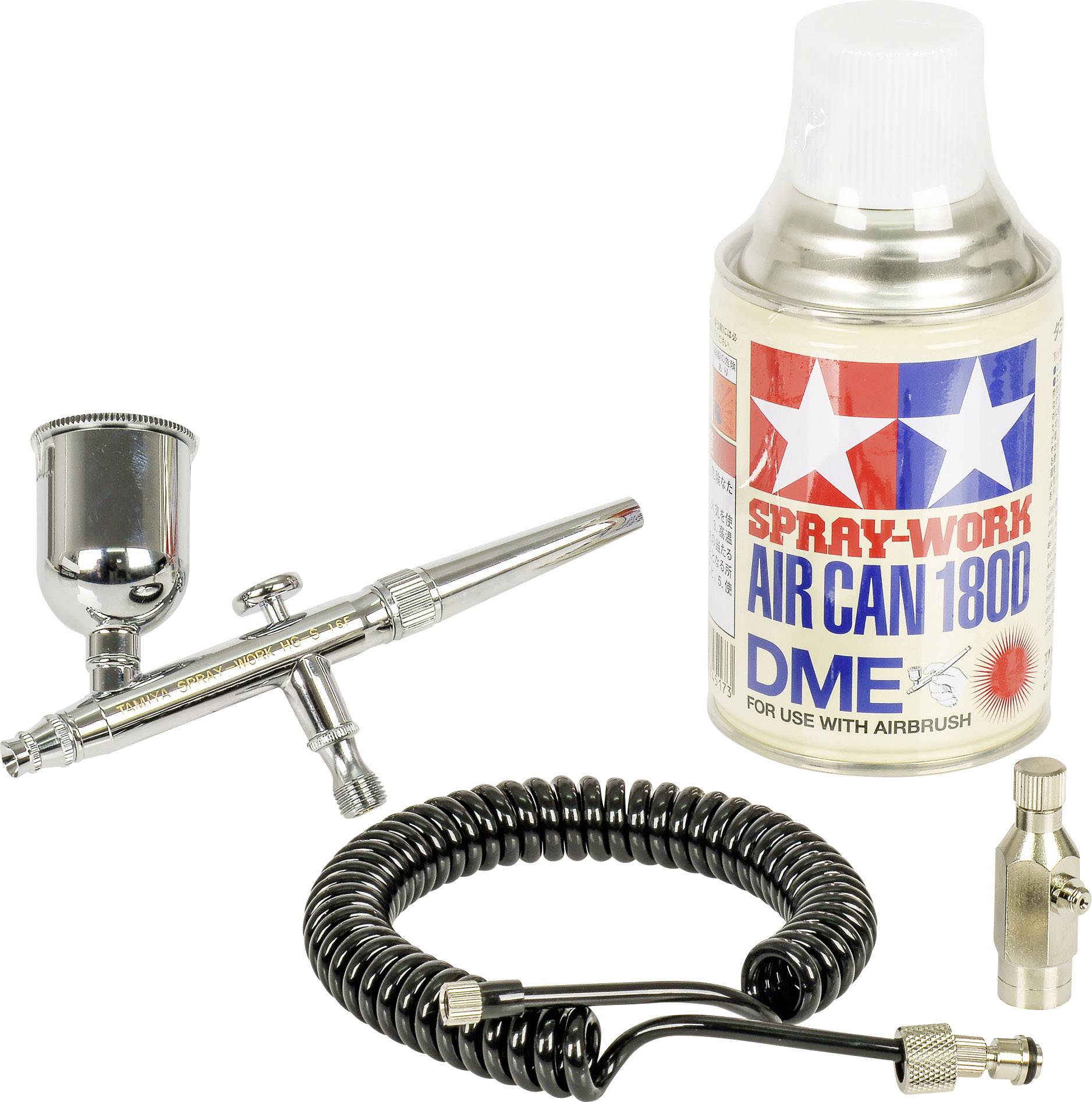 Tamiya 74525 AirbrushEinsteigerSet mit Druckluftdose Single Action voelkner