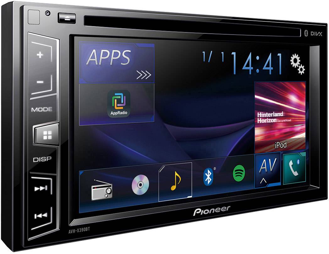 Pioneer AVH-X390BT  Doppel-DIN Moniceiver Anschluss für Rückfahrkamera, Anschluss für Lenkradfernbedienung, Bluetooth®-Freisprecheinrichtung, AppR