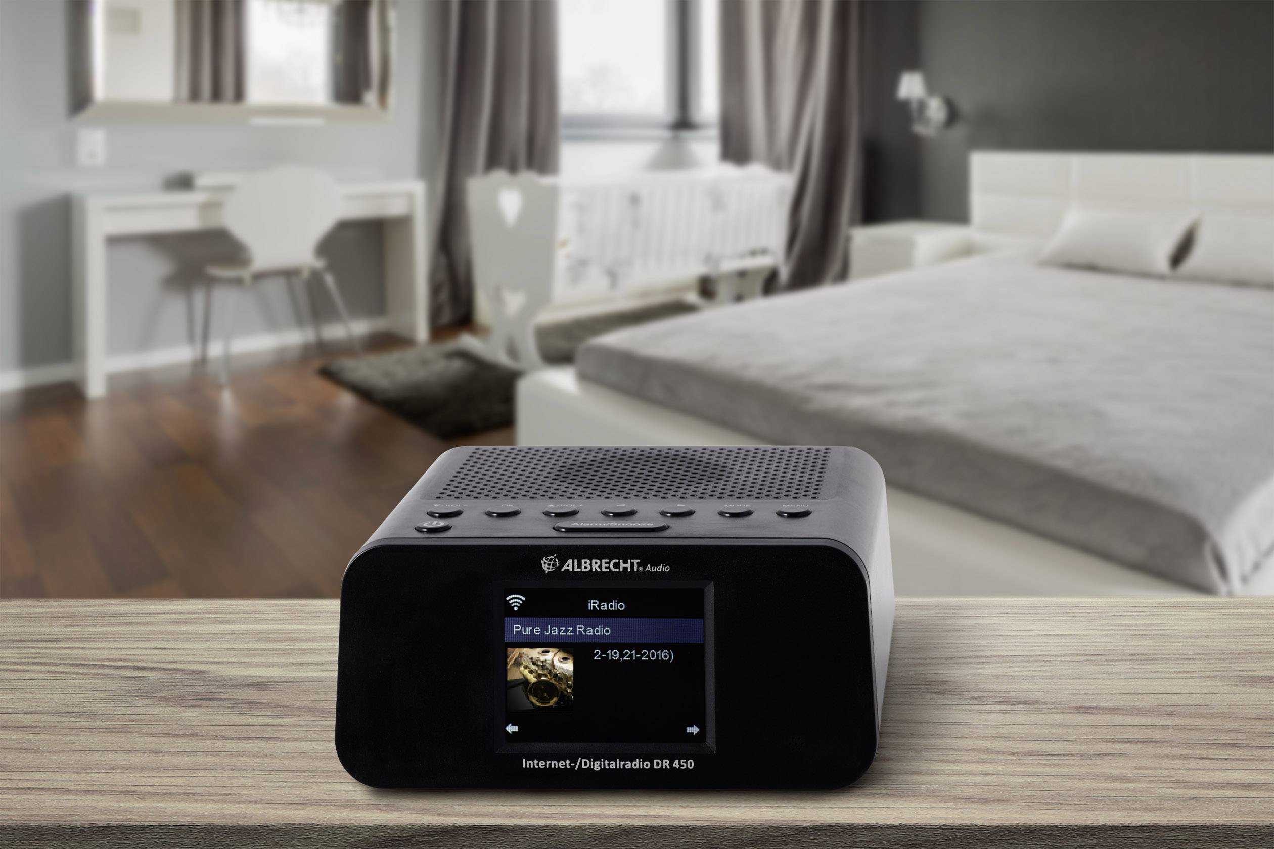 Albrecht DR 450 Internet Radiowecker DAB, UKW, Internet Internetradio Schwarz