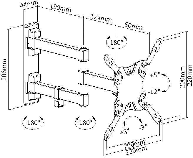 My Wall HF 11-2 L TV-Wandhalterung 58,4 cm (23") - 106,7 cm (42") Neigbar+Schwenkbar
