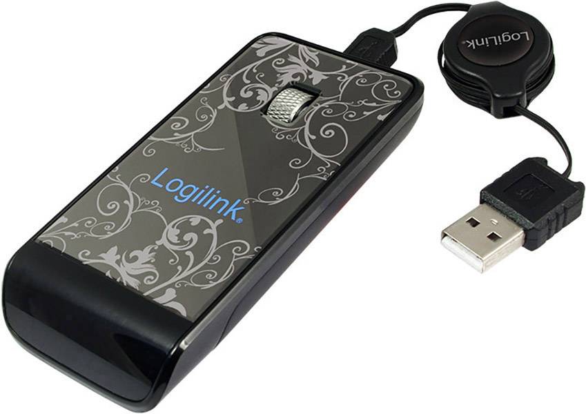 LogiLink ID0056 Maus USB Optisch Schwarz, Weiß 3 Tasten 800 dpi Kabeleinzug, Glasoberfläche
