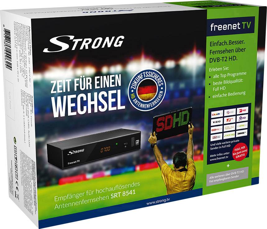 Strong SRT 8541 DVB-T2 Receiver Deutscher DVB-T2 Standard (H.265), Front-USB