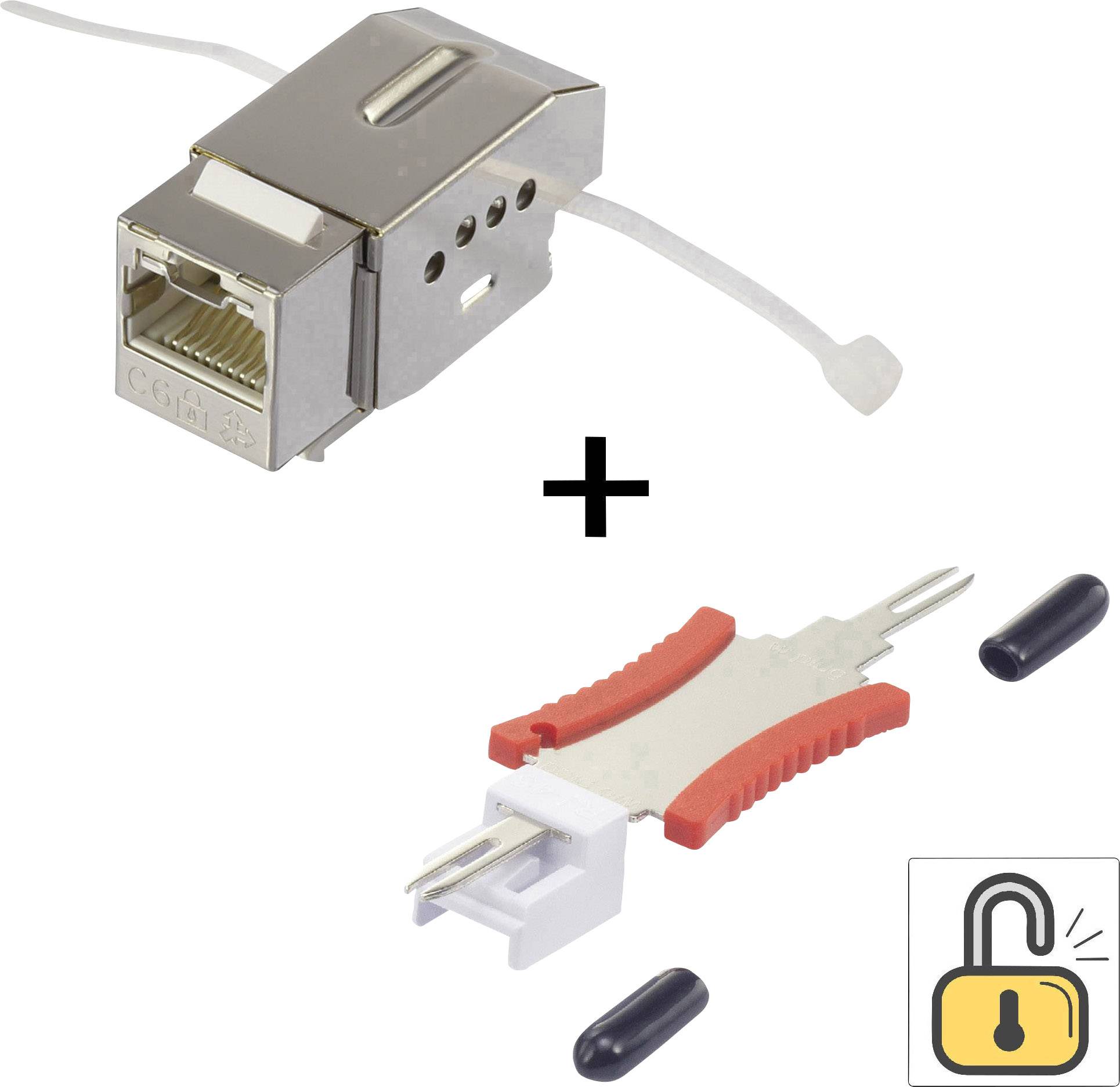 Renkforce RJ45-Einbaumodul mit Verriegelungsfunktion / inkl. Entriegelungswerkzeug Keystone CAT 6 K