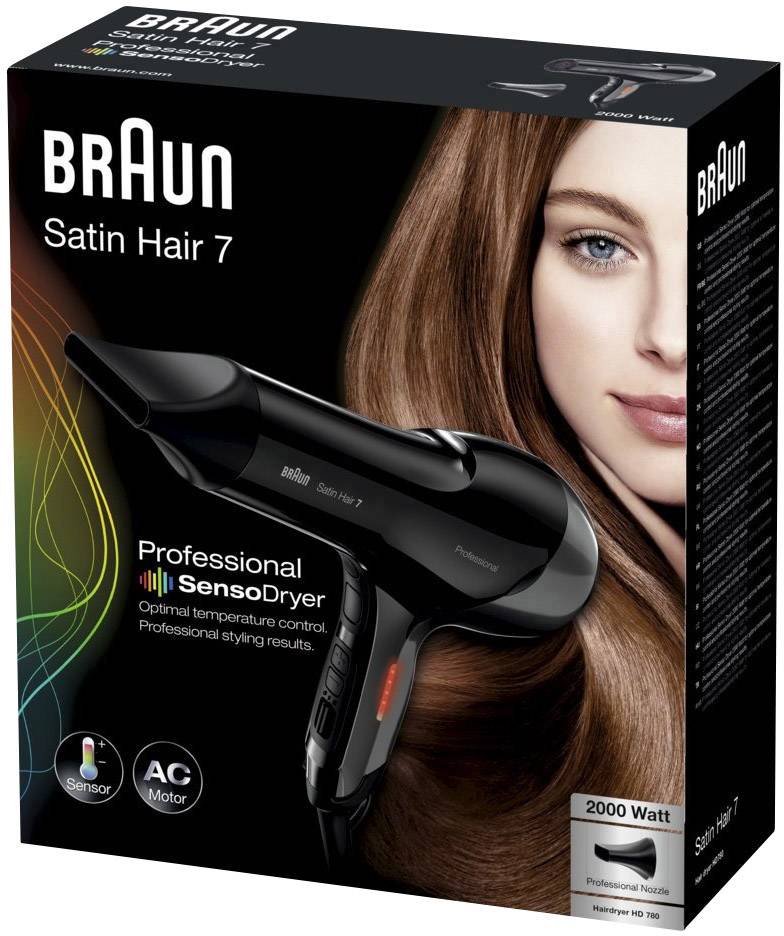 Braun Satin Hair 7 Haartrockner Schwarz, Grau