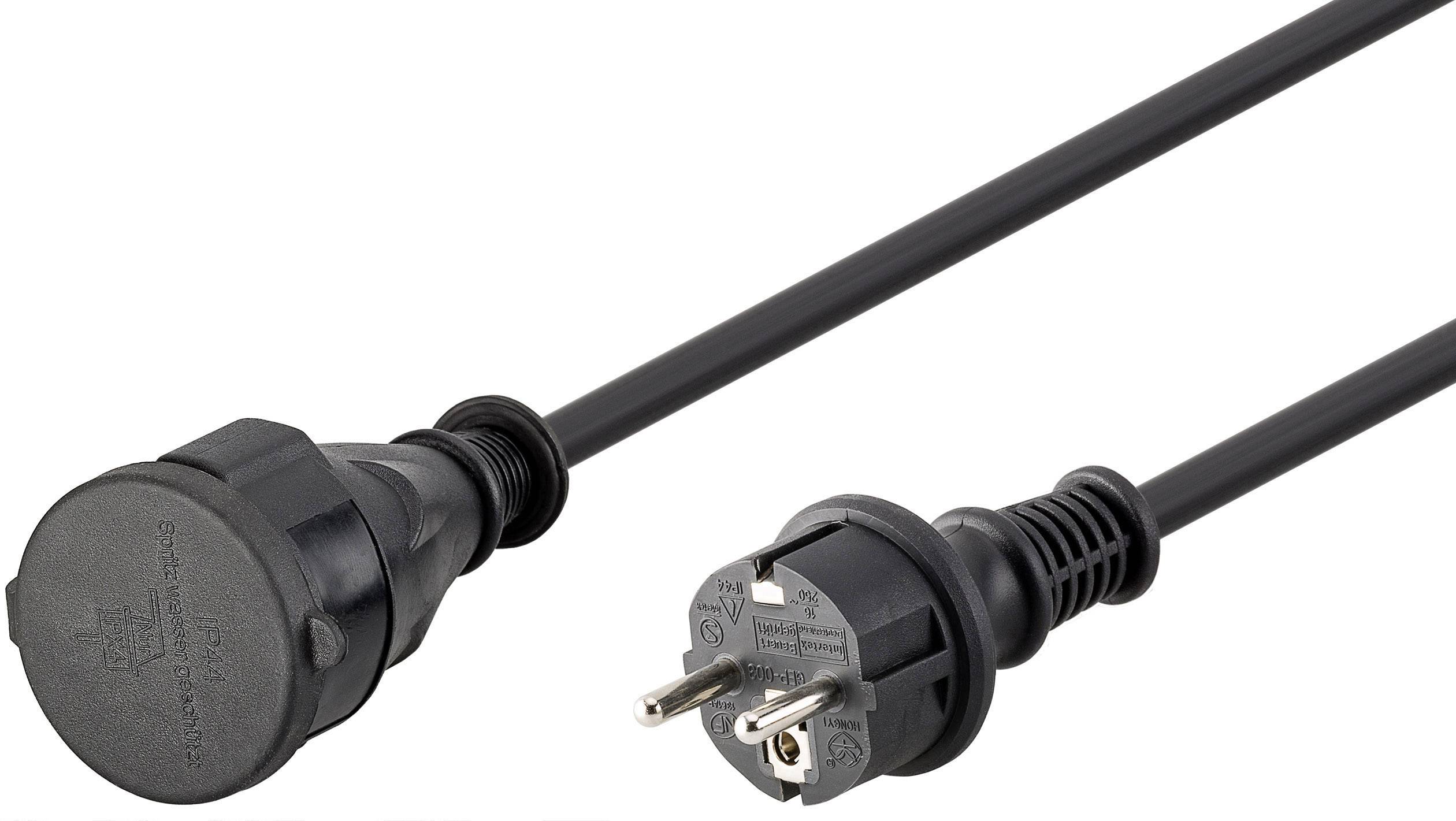 Goobay 71472 Outdoor Verlängerungskabel Schutzkontakt Stecker Außen IP44 5 Meter Stromkabel Verlängerung Schwarz 5m
