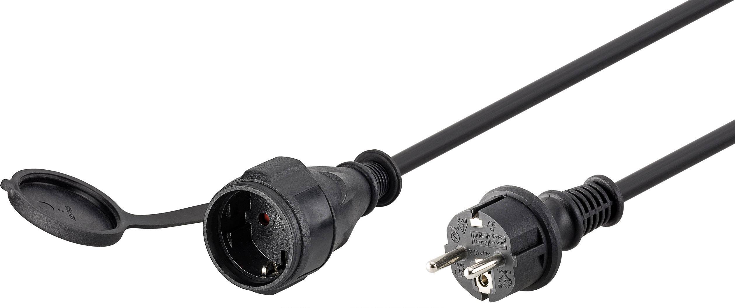 Goobay 71475 Outdoor Verlängerungskabel Schutzkontakt Stecker Außen IP44 10 Meter Stromkabel Verlängerung Schwarz 10m
