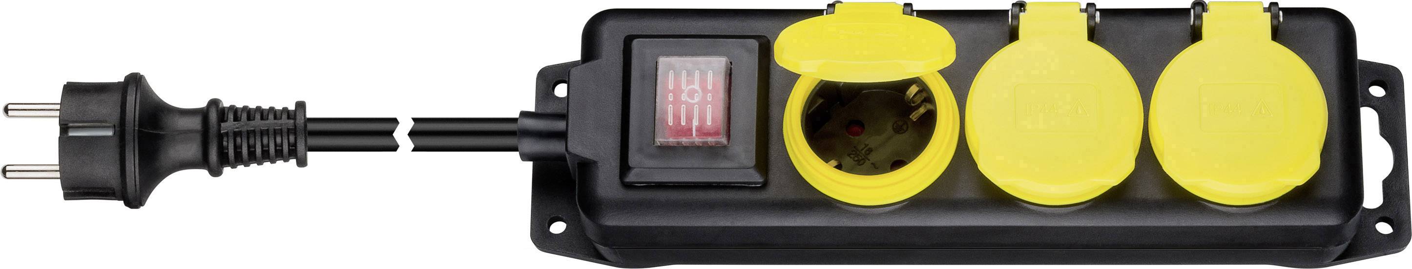 Goobay 45193 Steckdosenleiste mit Schalter 3fach Schwarz, Gelb Schutzkontakt 1 St.