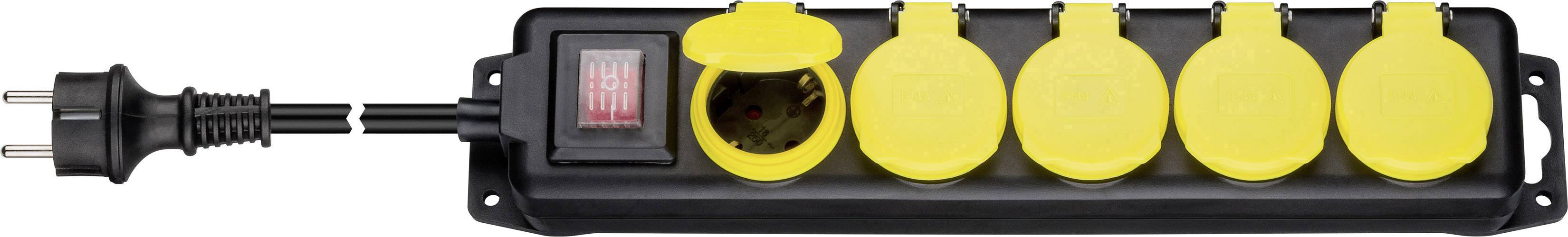 Goobay 45194 Steckdosenleiste mit Schalter 5fach Schwarz, Gelb Schutzkontakt 1 St.