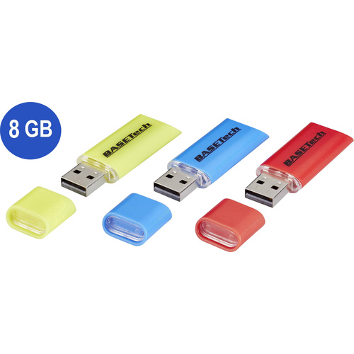USB stick 8 GB Basetech Yellow, Blue, Red USB 2.0 1 pc(s)