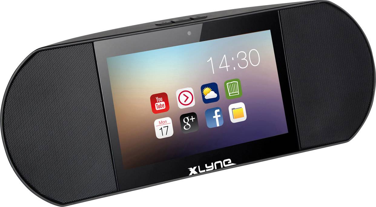 Xlyne MMT CENTER X7 Internet Tischradio Internetradio, SD, USB, WLAN Freisprechfunktion, Inkl. Mikrofon, Touchscreen Schwarz