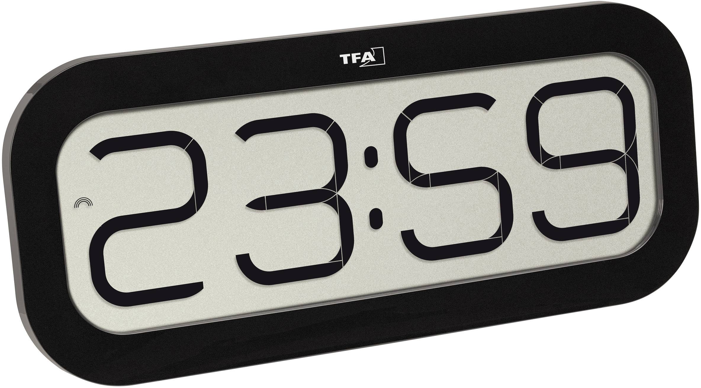 Digitale Uhr mit schwarzem Rand zeigt die Uhrzeit '23:59'.