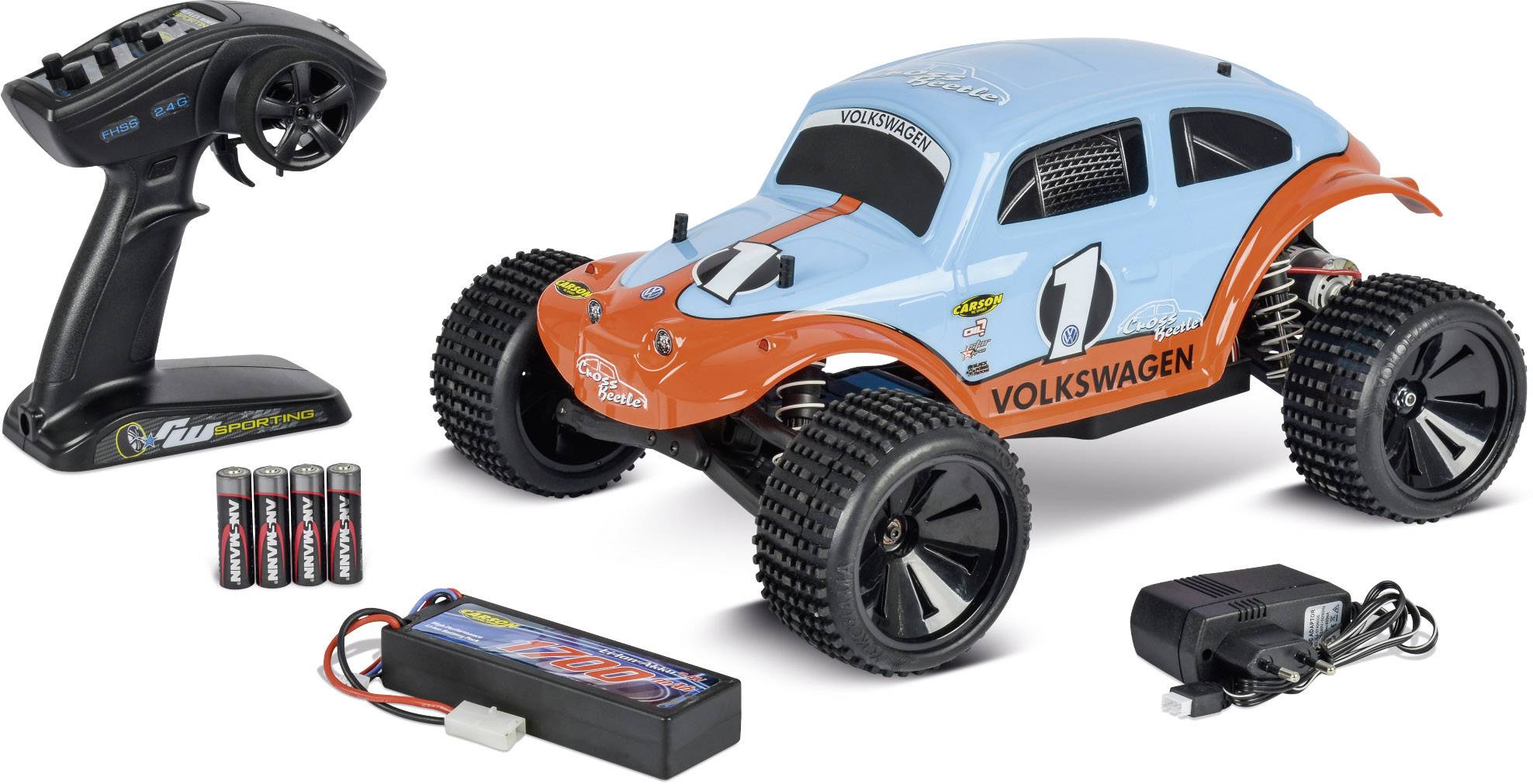Carson RC Sport Beetle Warrior Brushed 1:10 RC Modellauto Elektro Truggy Heckantrieb (2WD) 100% RtR 2,4GHz