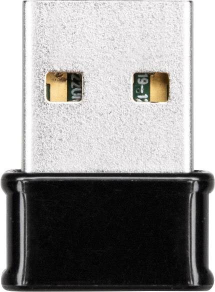 Ein USB-Dongle mit silbernem Anschluss und schwarzem Gehäuse, das zur drahtlosen Verbindung oder Datenübertragung verwendet wird.