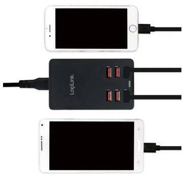 LogiLink PA0139 USB Ladegerät 32 W 6x USB-A Schwarz Innenbereich Auto-Detect