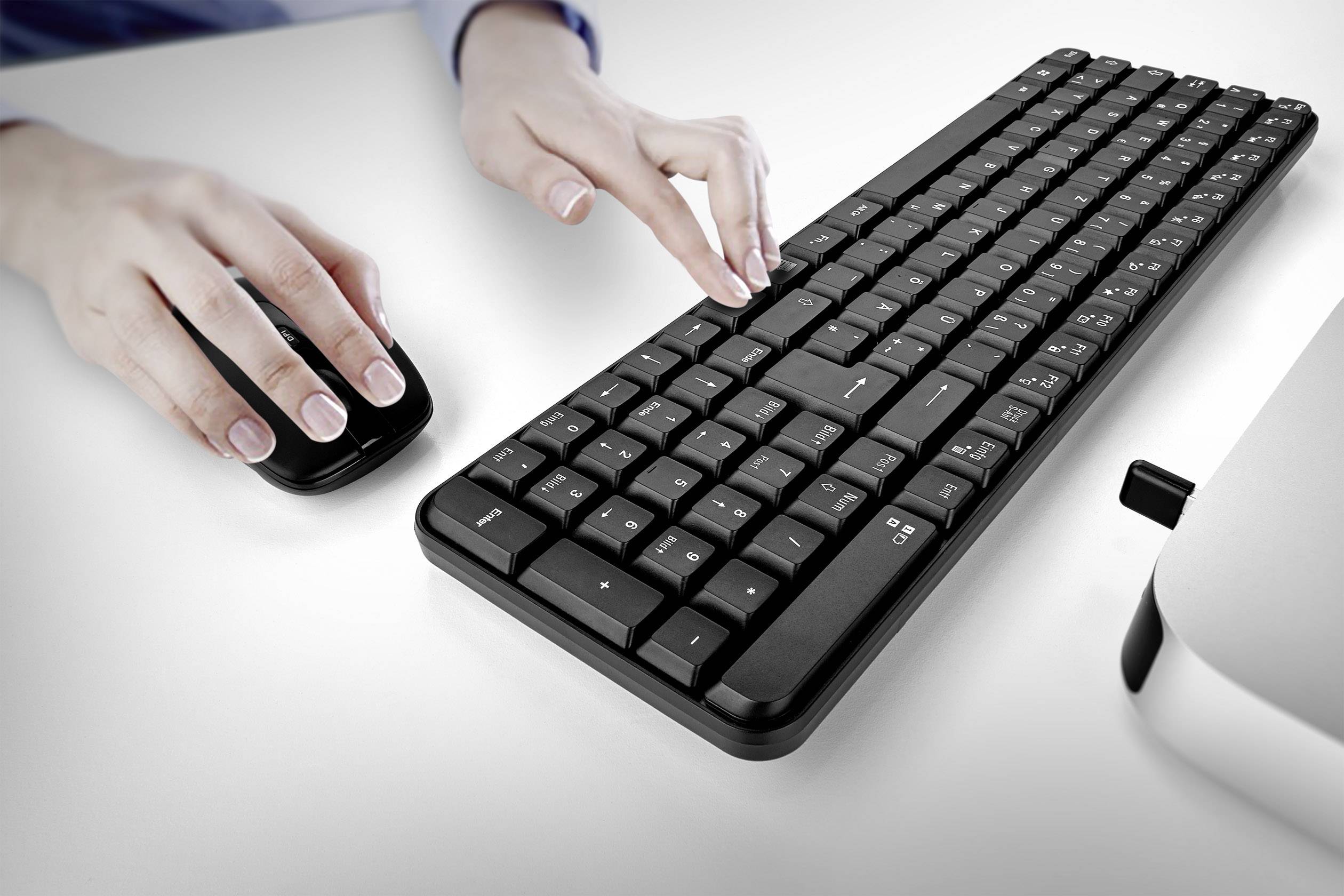 Renkforce rf-silent/ds-01 USB Tastatur, Maus-Set Deutsch, QWERTZ Schwarz