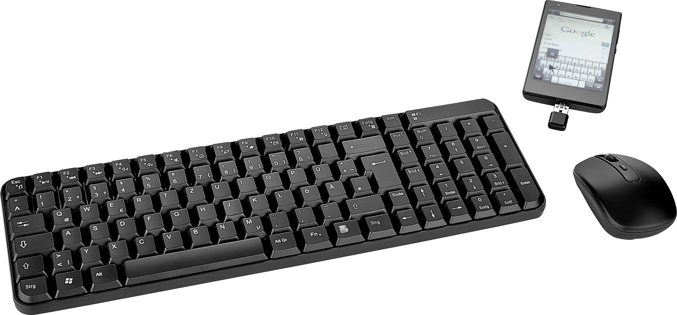 Renkforce rf-silent/ds-01 USB Tastatur, Maus-Set Deutsch, QWERTZ Schwarz