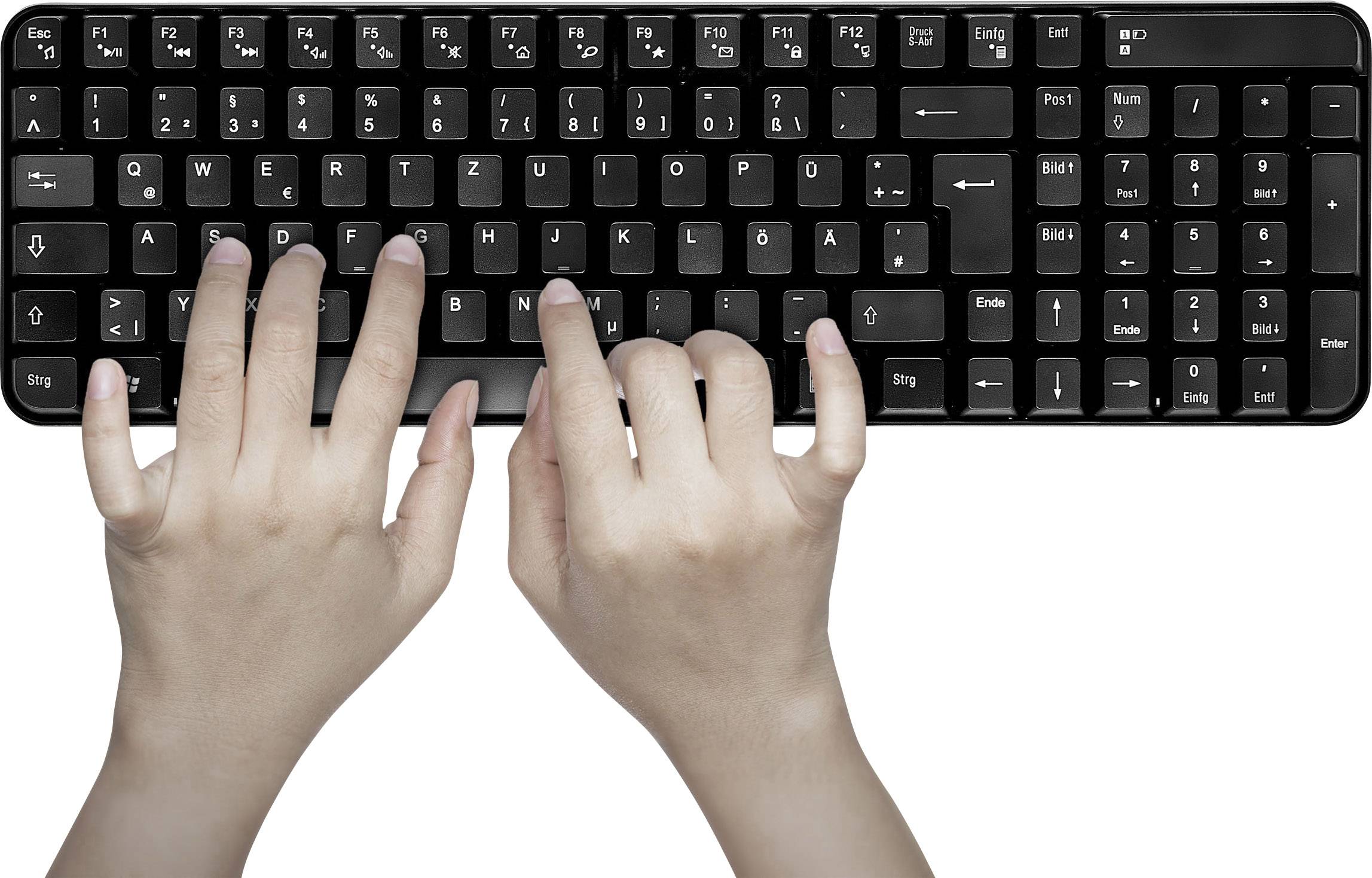 Renkforce rf-silent/ds-01 USB Tastatur, Maus-Set Deutsch, QWERTZ Schwarz