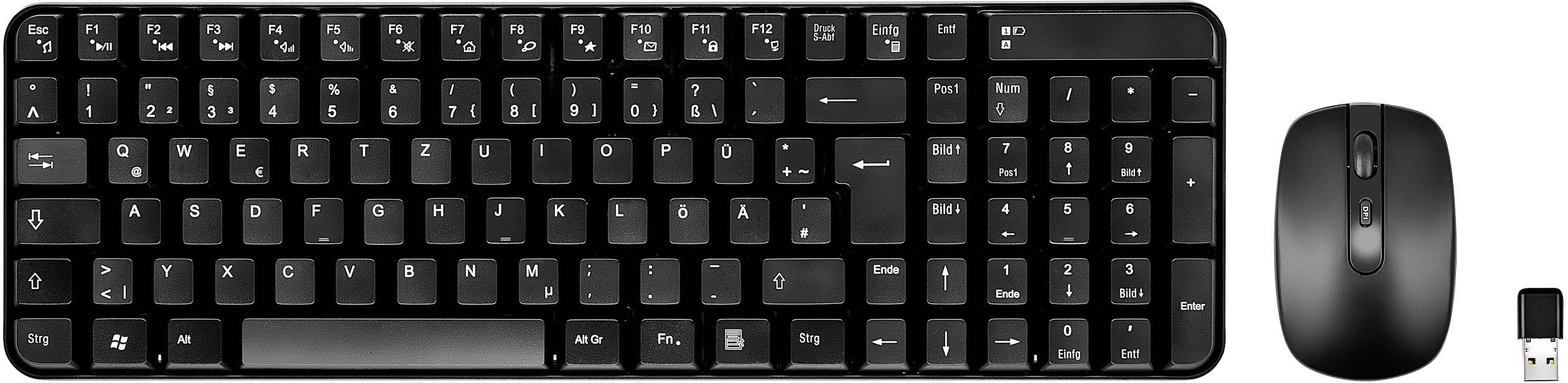 Renkforce rf-silent/ds-01 USB Tastatur, Maus-Set QWERTZ Schwarz