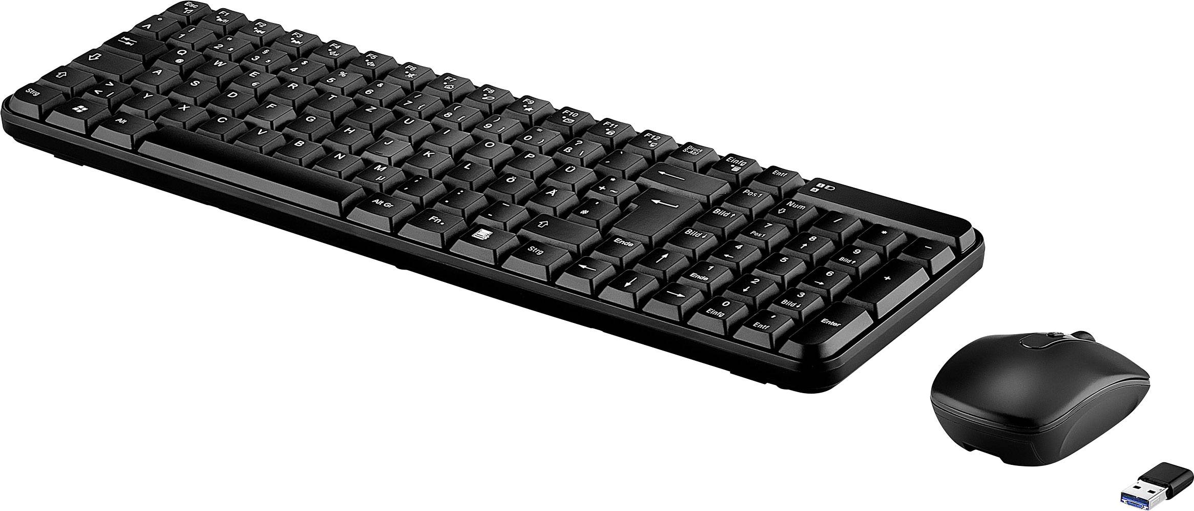 Renkforce rf-silent/ds-01 USB Tastatur, Maus-Set Deutsch, QWERTZ Schwarz