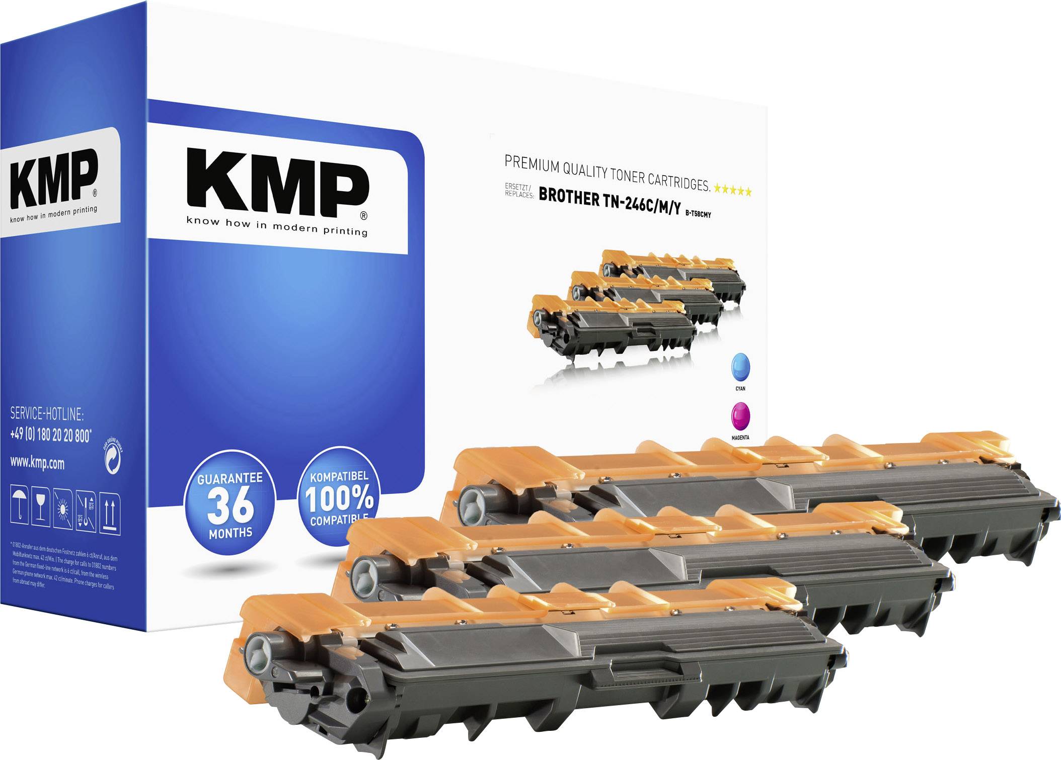 KMP Toner ersetzt Brother TN-246C, TN-246M, TN-246Y, TN246C, TN246M, TN246Y Kompatibel Cyan, Magenta, Gelb 2200 Seiten B-T58 CMY 1248,3030