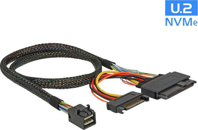 Delock Festplatten Anschlusskabel [1x Mini-SAS-Stecker (SFF-8643) - 1x U.2 SSD, SATA-Stecker 7pol.] 0.50 m Schwarz