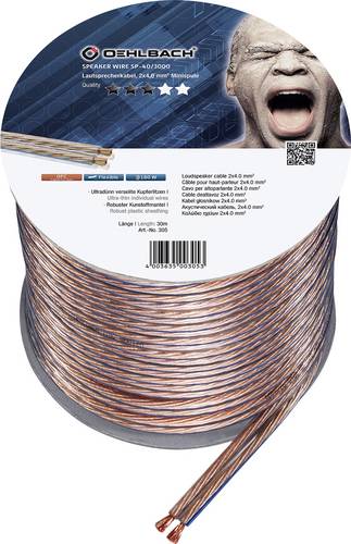 Oehlbach 305 Lautsprecherkabel 2 x 4.00mm² Transparent 30m