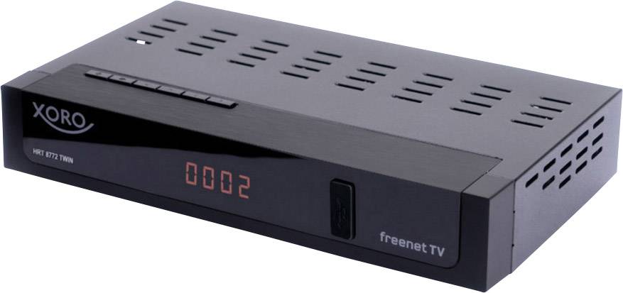 Xoro HRT 8772 TWIN DVB-T2 Receiver freenet TV Entschlüsselung 3 Monate gratis, Deutscher DVB-T2 Standard (H.265), Twin Tuner, Aufnahmefunktion, Front