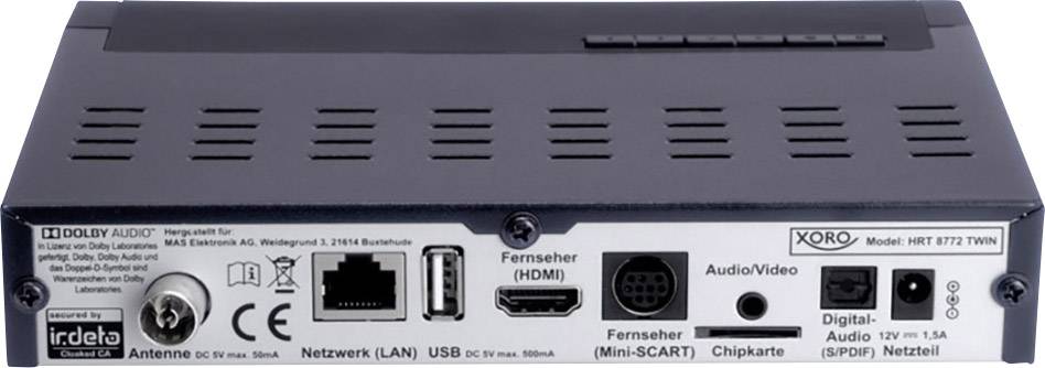 Xoro HRT 8772 TWIN DVB-T2 Receiver freenet TV Entschlüsselung 3 Monate gratis, Deutscher DVB-T2 Standard (H.265), Twin Tuner, Aufnahmefunktion, Front