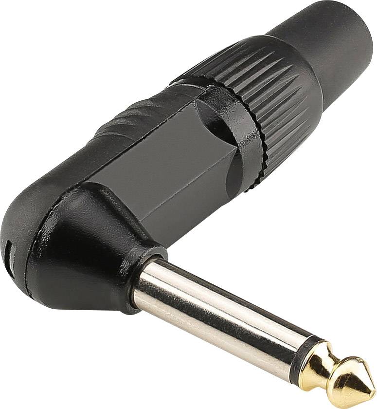 Hicon HI-J63MA06 Klinken-Steckverbinder 6.35 mm Stecker, gewinkelt Polzahl: 2 Schwarz 1 St.