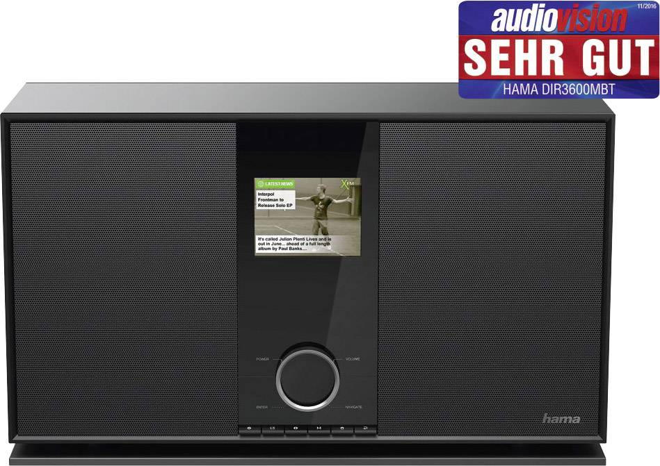 Hama DIR3600MBT Internet Tischradio DAB+, UKW AUX, Bluetooth®, Internetradio, LAN, USB, WLAN Multiroom-fähig, Akku-Ladefunktion