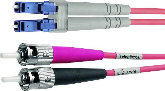 Telegärtner L00890A0058 Glasfaser LWL Anschlusskabel 1.00 m Türkis [1x ST-Stecker - 1x LC-Stecker] 50/125 µ Multimode OM3