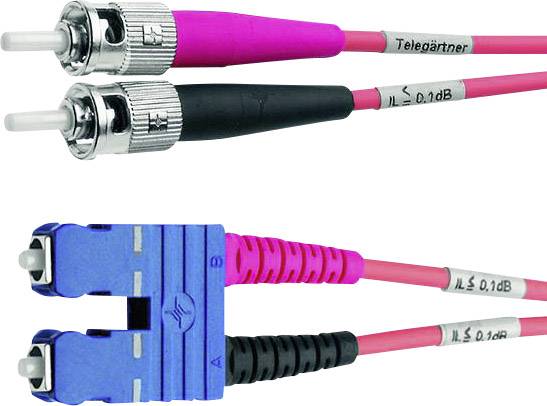 Telegärtner L00890A0077 Glasfaser LWL Anschlusskabel 1.00 m Violett [1x ST-Stecker - 1x SC-Stecker] 50/125 µ Multimode OM4