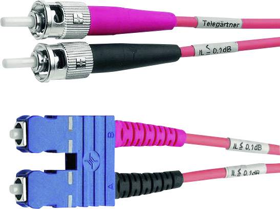Telegärtner L00895A0070 Glasfaser LWL Anschlusskabel 10.00 m Violett [1x ST-Stecker - 1x SC-Stecker] 50/125 µ Multimode OM4