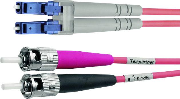 Telegärtner 100012102 Glasfaser LWL Anschlusskabel 1.00 m Violett [1x ST-Stecker - 1x LC-Stecker] 50/125 µ Multimode OM4