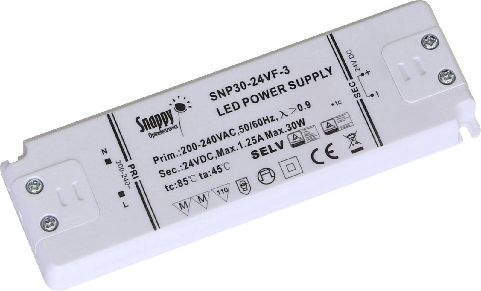 Dehner Elektronik Snappy SE30-24VL LED-Trafo Konstantspannung 30 W 0 - 1.25 A 24 V/DC nicht dimmbar