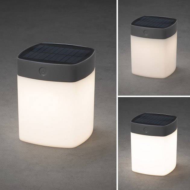 Konstsmide 7806-302 Assisi Solar-Tischlampe 1W Warmweiß Grau