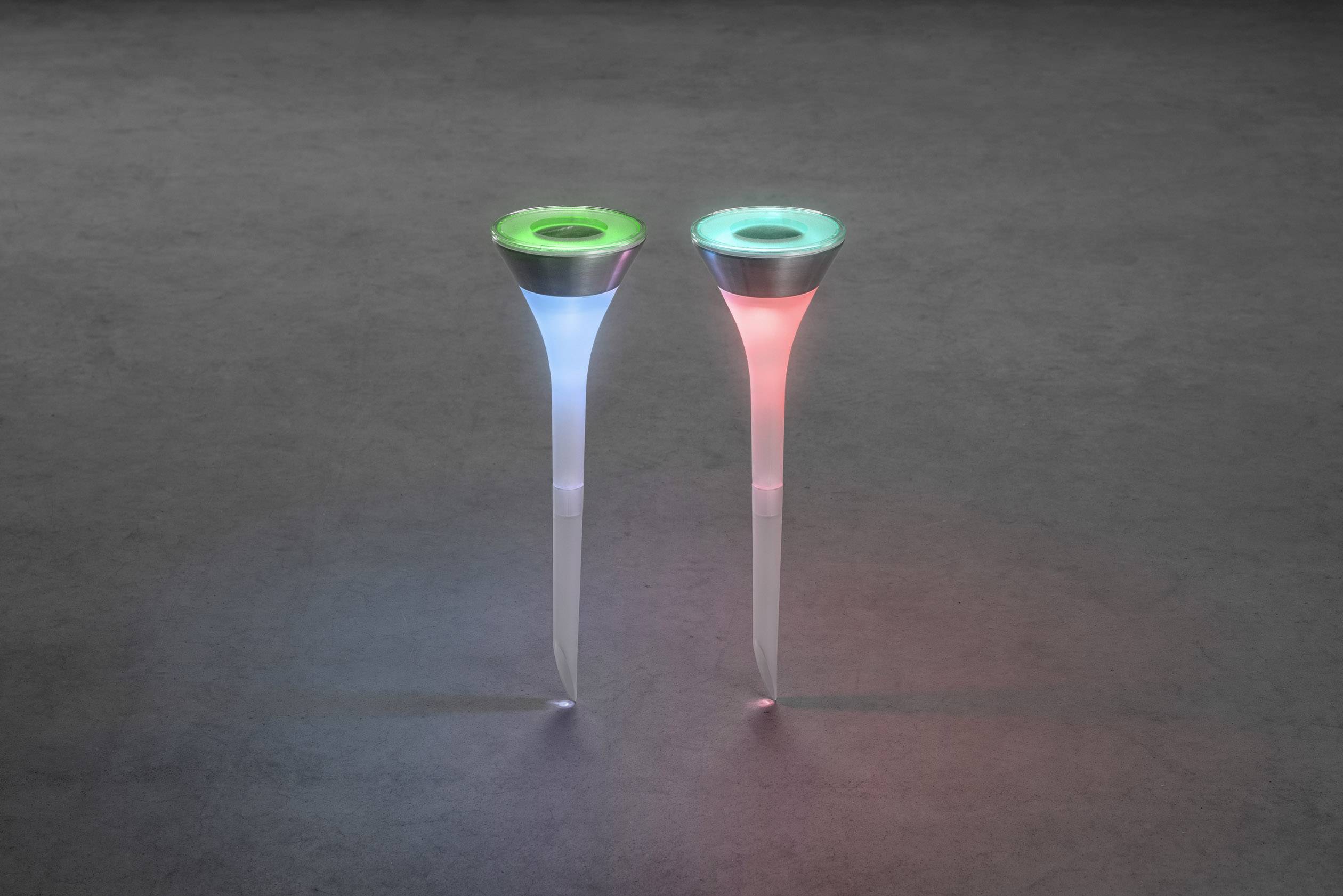 Konstsmide Solar-Gartenleuchte Assisi 2 7808-000 2er Set LED 2 W RGBW Weiß, Edelstahl