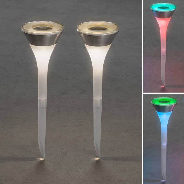 Konstsmide Solar-Gartenleuchte Assisi 2 7808-000 2er Set LED 2 W RGBW Weiß, Edelstahl