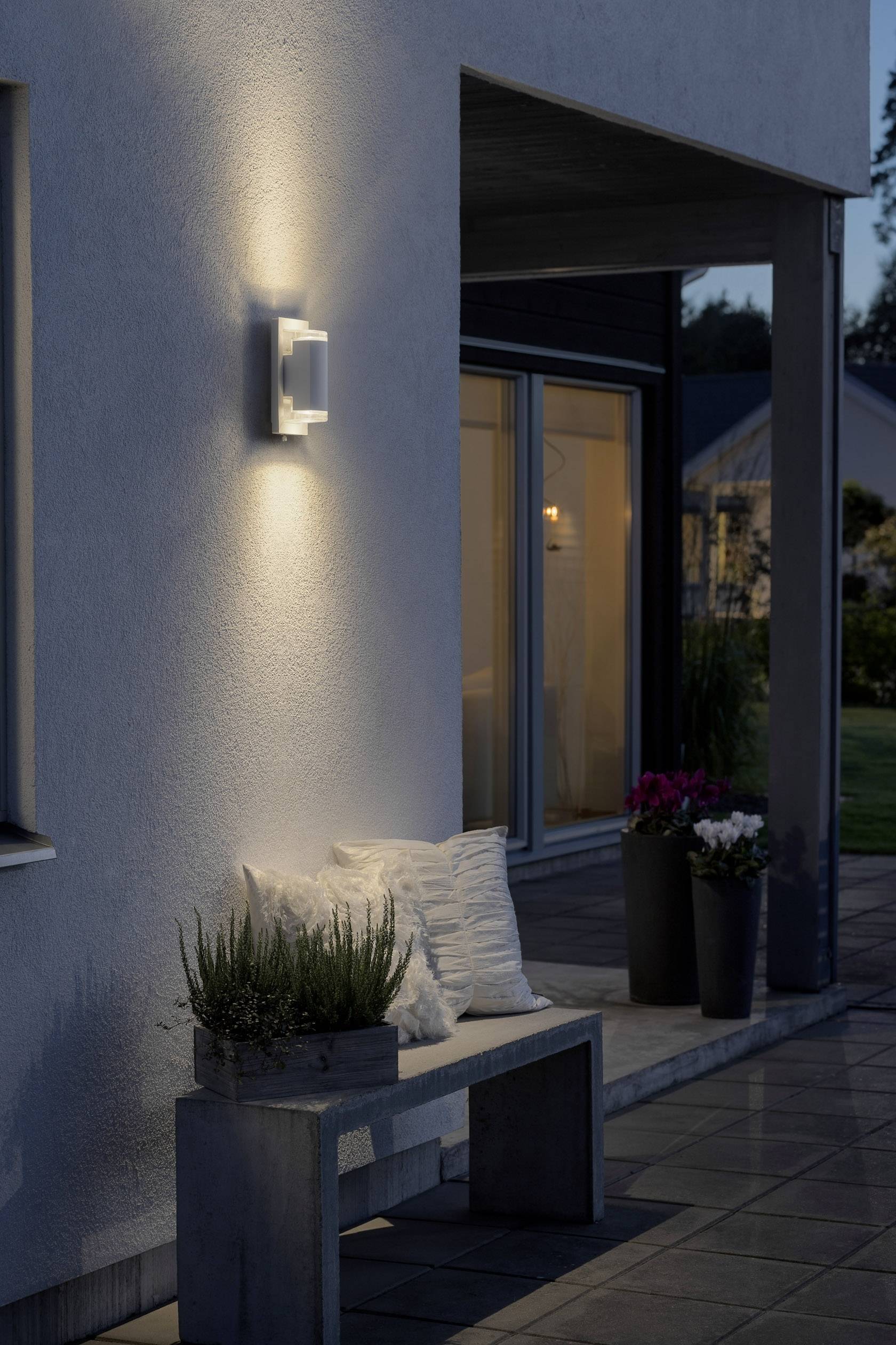 Konstsmide Potenza 7987-250 Außenwandleuchte LED, Energiesparlampe GU10 12W Weiß