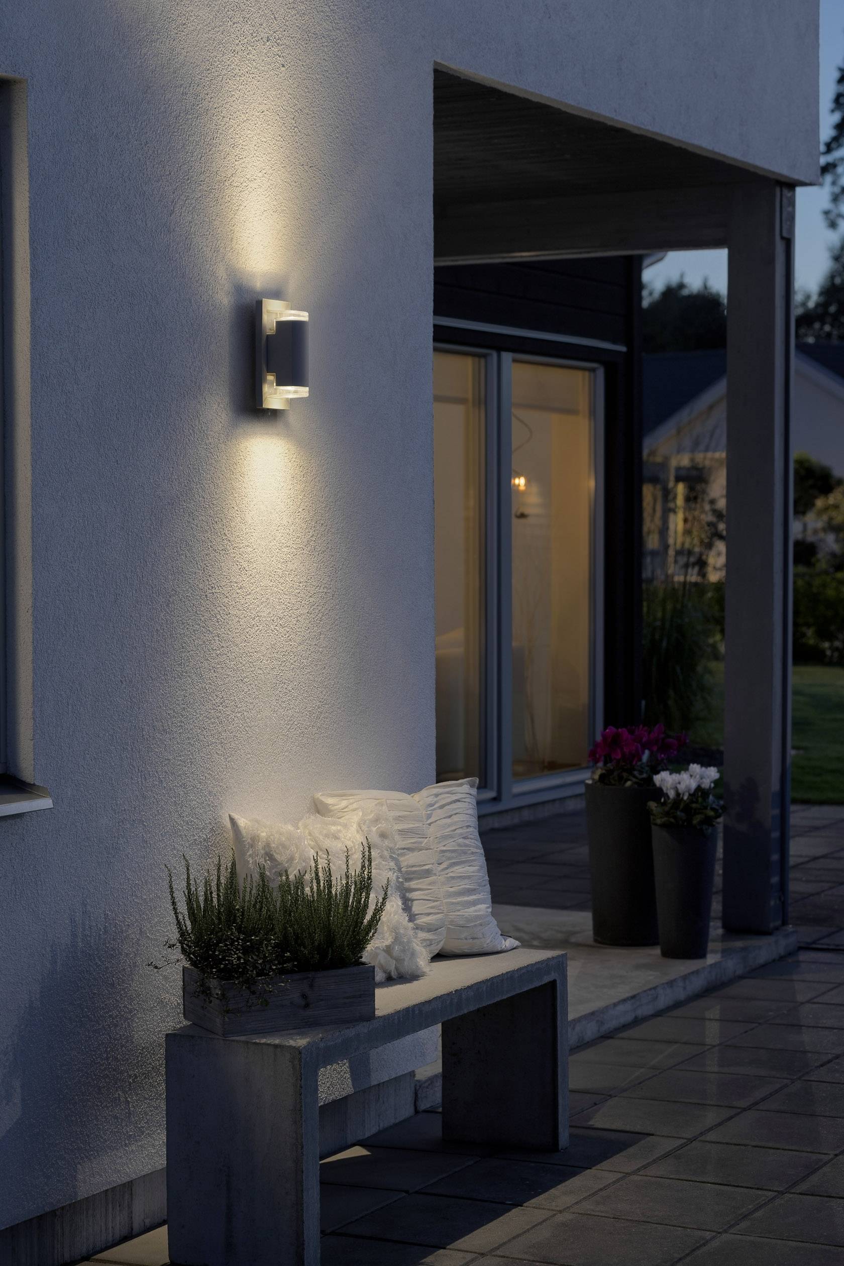 Konstsmide Potenza 7987-370 Außenwandleuchte LED, Energiesparlampe GU10 12W Anthrazit