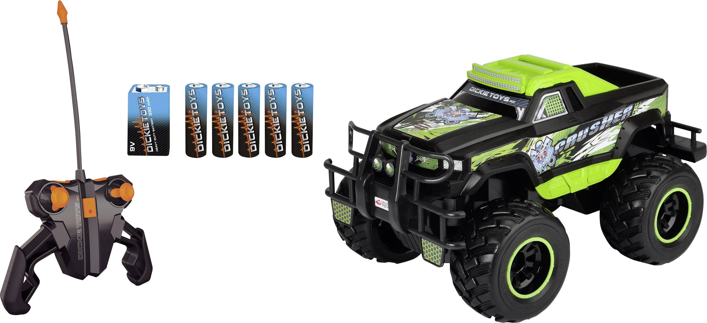 Dickie Toys 201119108 Neon Crusher 1:16 RC Einsteiger Modellauto Elektro Monstertruck Heckantrieb (2WD) inkl. Batterien