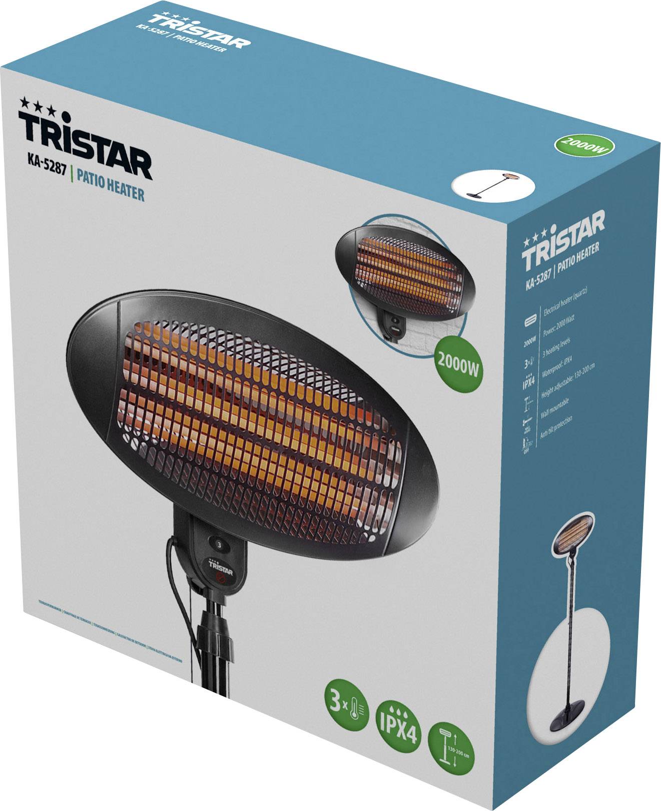 Tristar KA-5287 Terrassen-Strahler 650 W, 1300 W, 2000 W Schwarz