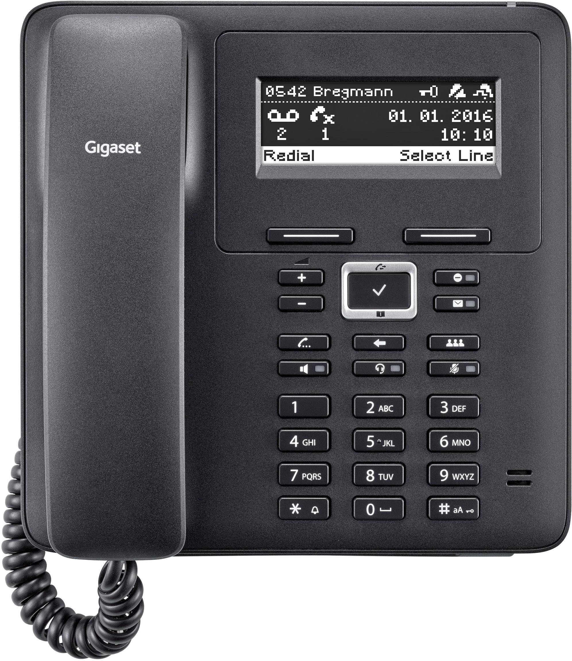 Gigaset Pro Maxwell Basic Schnurgebundenes Telefon, VoIP Freisprechen, Headsetanschluss Beleuchtetes Display Schwarz