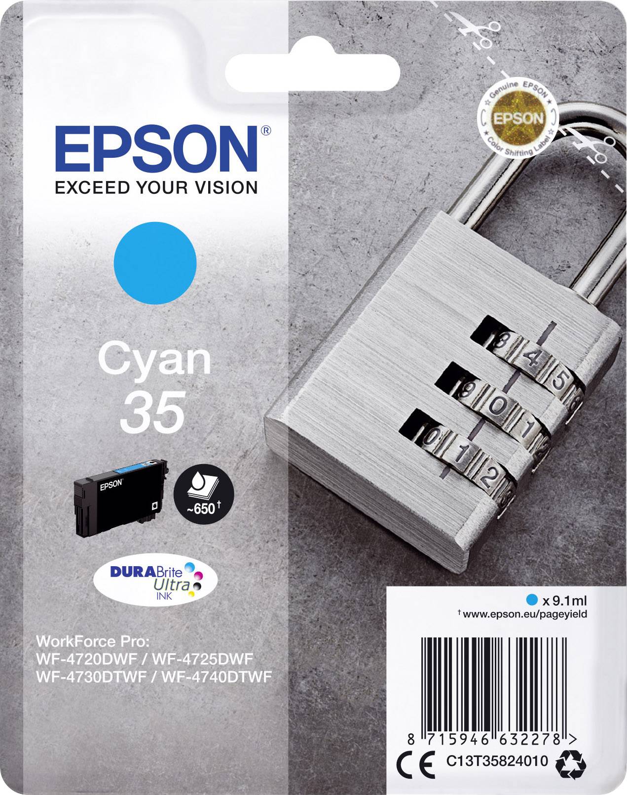 Epson Druckerpatrone T3582, 35 Original Cyan C13T35824010