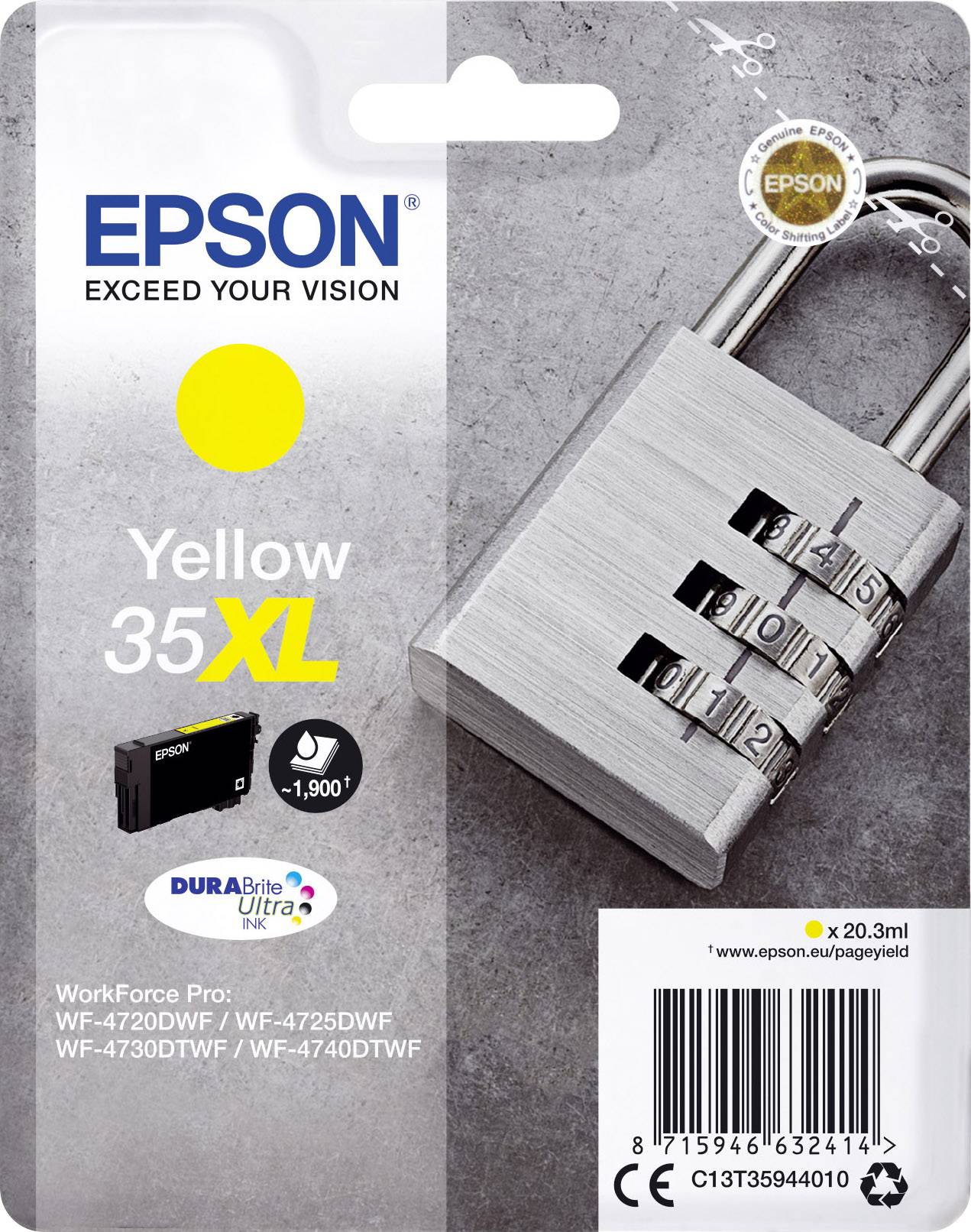 Epson Druckerpatrone T3594, 35XL Original Gelb C13T35944010