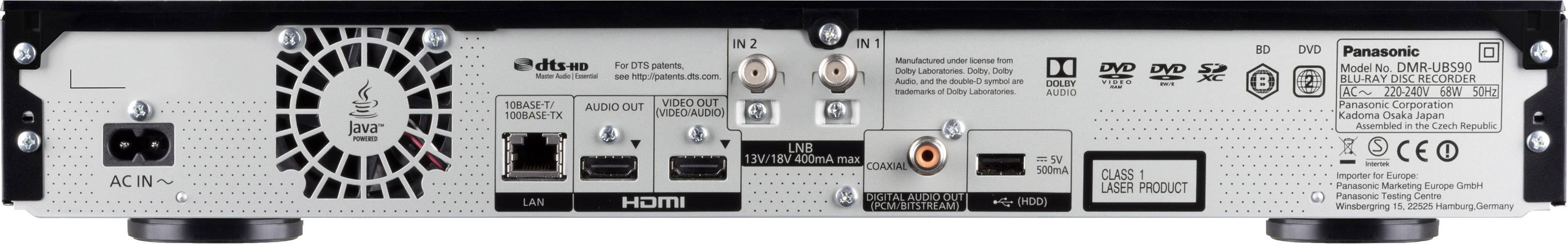 Panasonic DMR-UBS90EGK UHD Blu-ray-Recorder 4K Ultra HD, Triple-HD DVB-S Tuner, High-Resolution Audio, WLAN Schwarz
