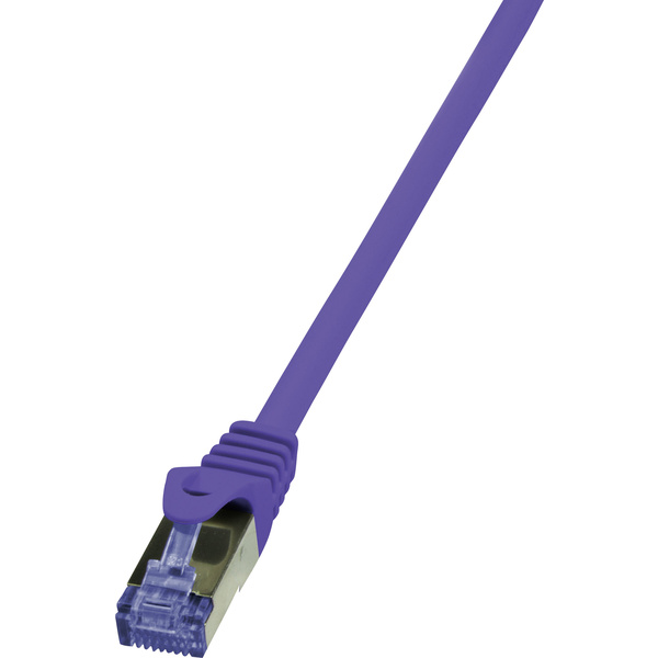 LogiLink CQ301VS RJ45 Netzwerkkabel, Patchkabel CAT 6a S/FTP 0.25 m Violett Flammwidrig, Halogenfre