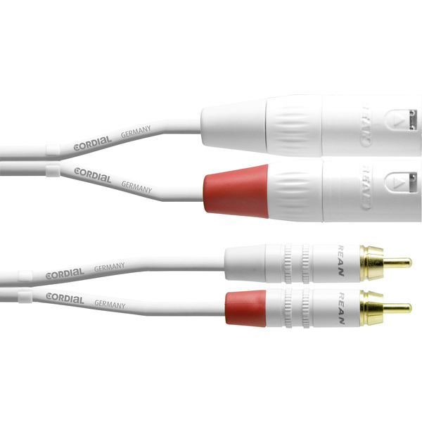 Cordial CFU 1,5 MC-SNOW Audio Adapterkabel [2x XLR-Stecker - 2x Cinch-Stecker] 1.50m Weiß