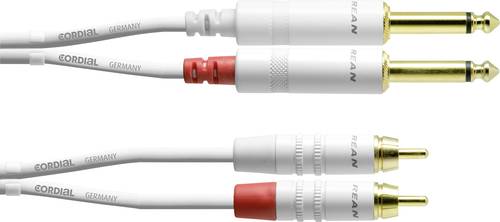 Audio Adapterkabel [2x Klinkenstecker 6.35mm - 2x Cinch-Stecker] 3.00m Weiß